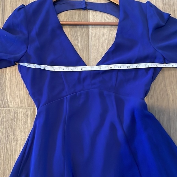 Lulu's Deep-v Backless Flare Mini Dress Longsleeve - Picture 12 of 12